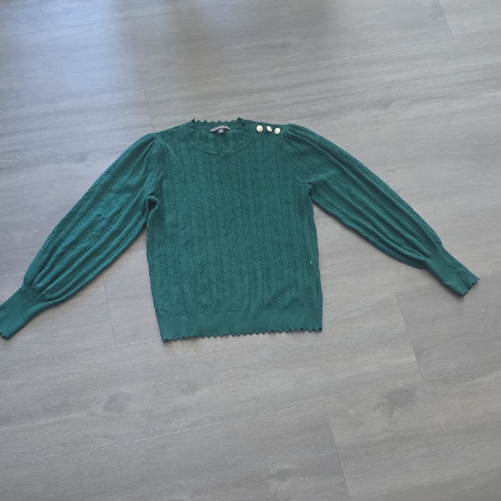 Adrianna Papell Teal Sweater with Button Accents